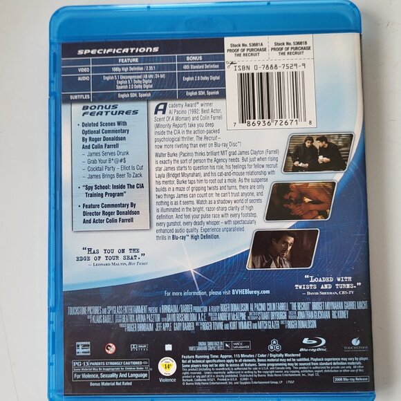 BLU-RAY MOVIE THE RECRUIT - Picture 5 of 5